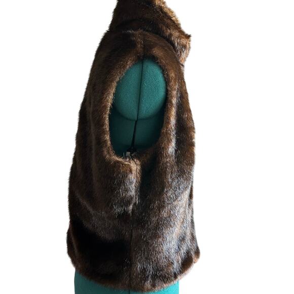 Telluride Clothing Co Faux Fur Brown Zip Front Vest Women’s Medium - Picture 3 of 5